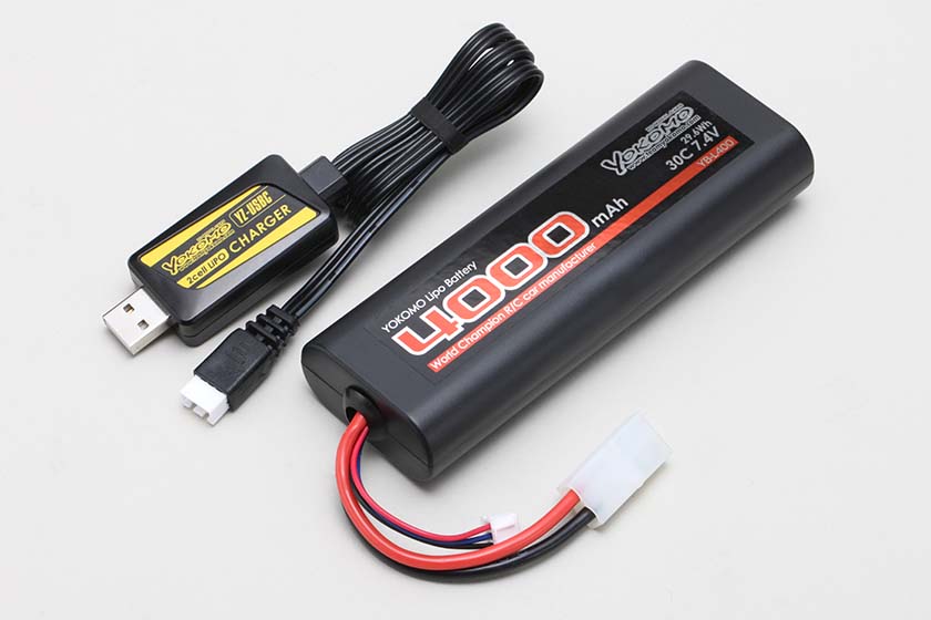 ヨコモ YZ-UCL400 LiPoバッテリー 7.4V 4000mAh USB充電器セット TYPE ...