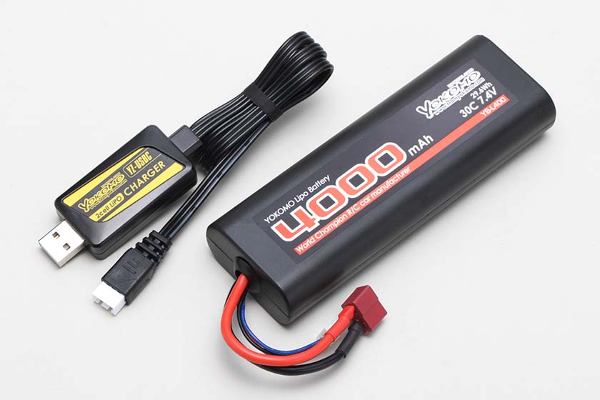 ヨコモ YZ-UCL400T LiPoバッテリー 7.4V 4000mAh T型プラグ仕様 USB
